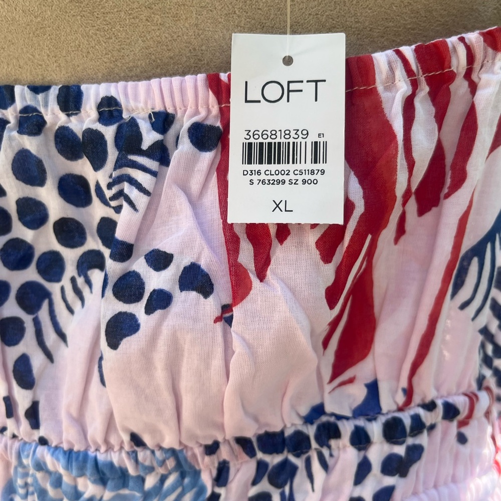 Loft NWT Maxi Dress, Double Fish Print, Spaghetti Straps, XL, Red + Blue - Picture 12 of 15
